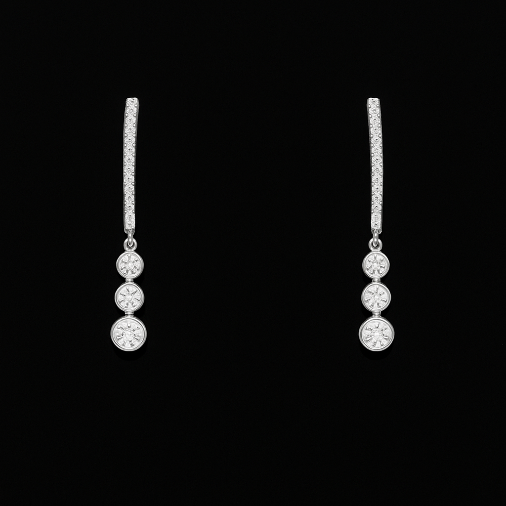 The Round Trinity Diamond Earrings (Hoop)
