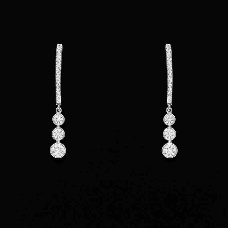 The Round Trinity Diamond Earrings (Hoop)