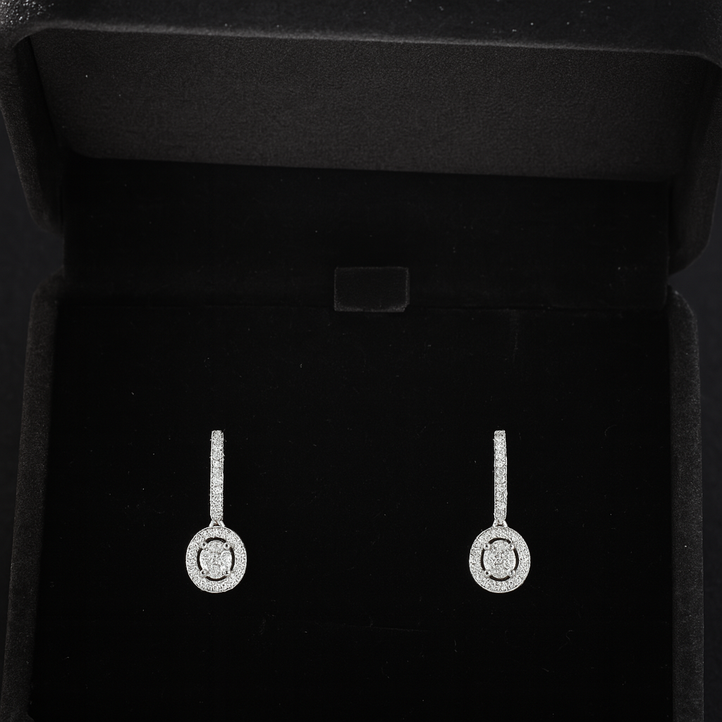 Oval Drop Diamond Earrings