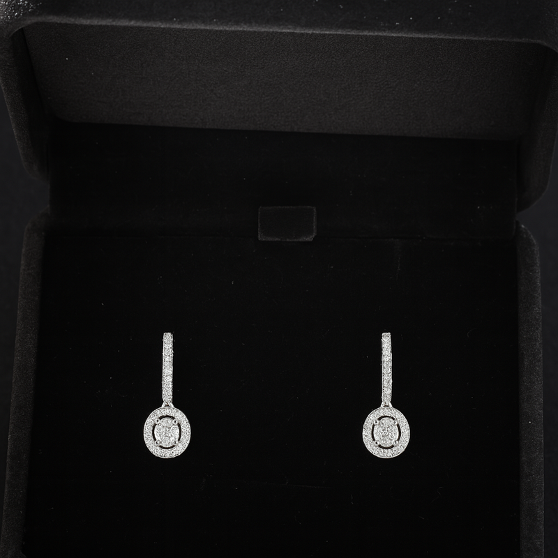Oval Drop Diamond Earrings