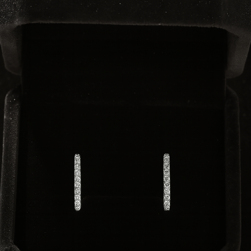 Line Diamond Earrings (Hoop)