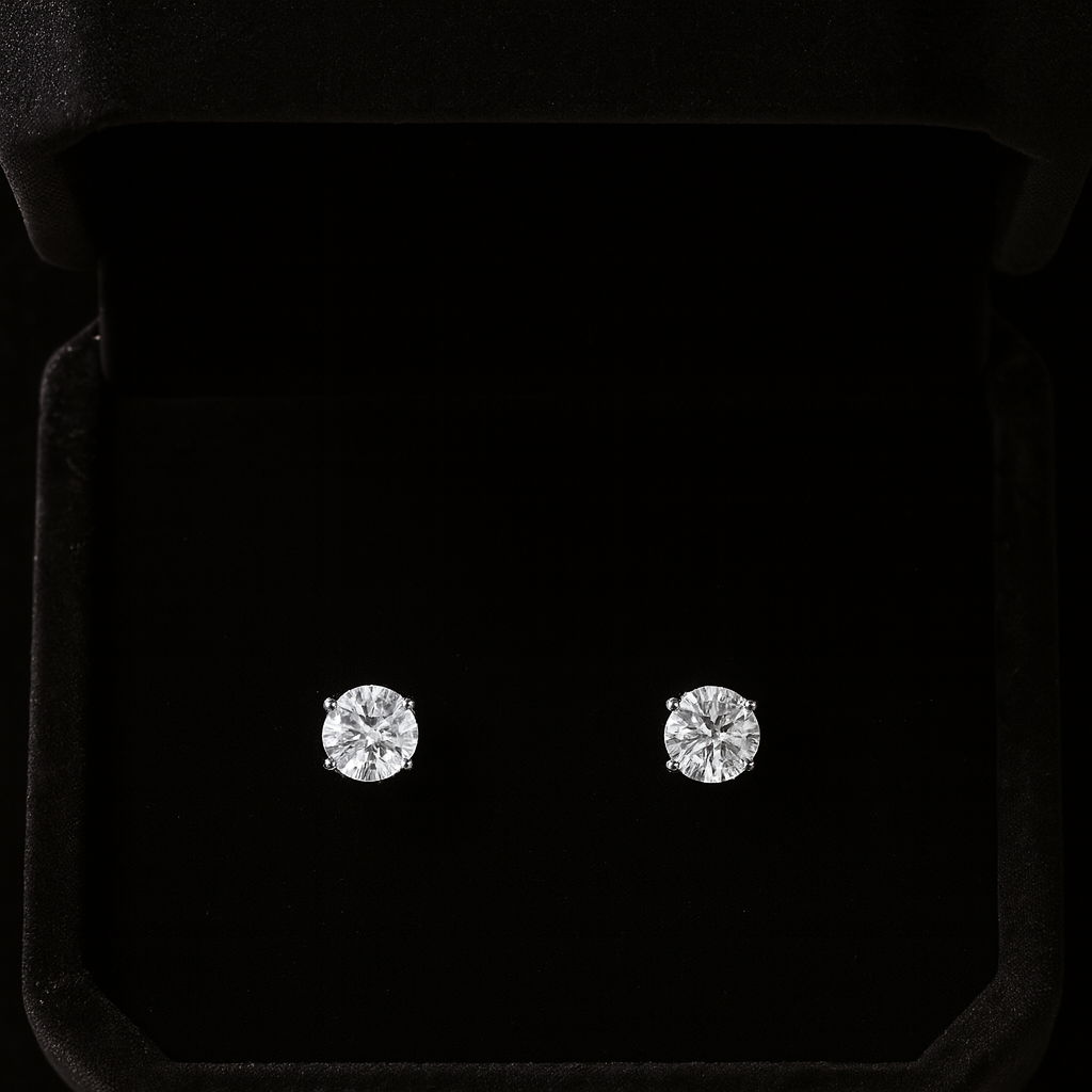 Round Diamond Stud Earrings
