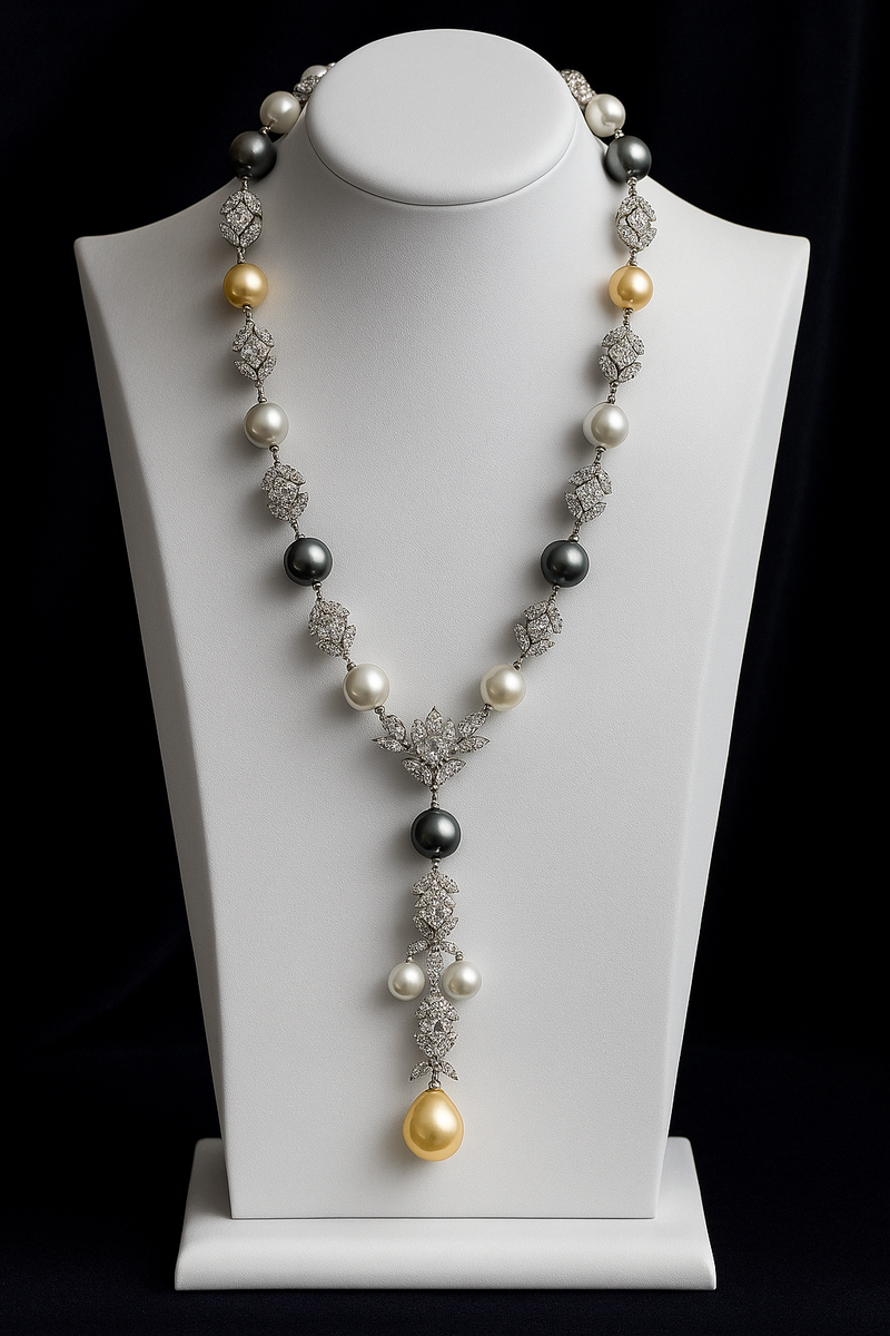 Trinity Pearl Diamond Necklace