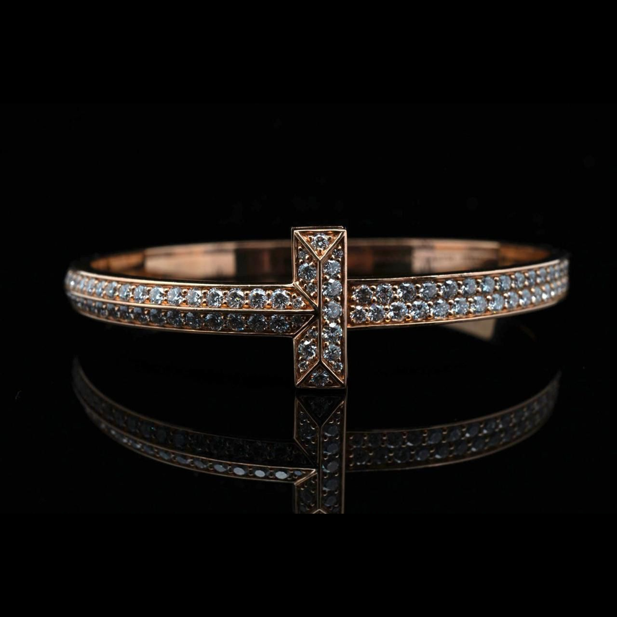Tiffany & Co., T1 Wide Diamond Hinged Bangle in Yellow Gold