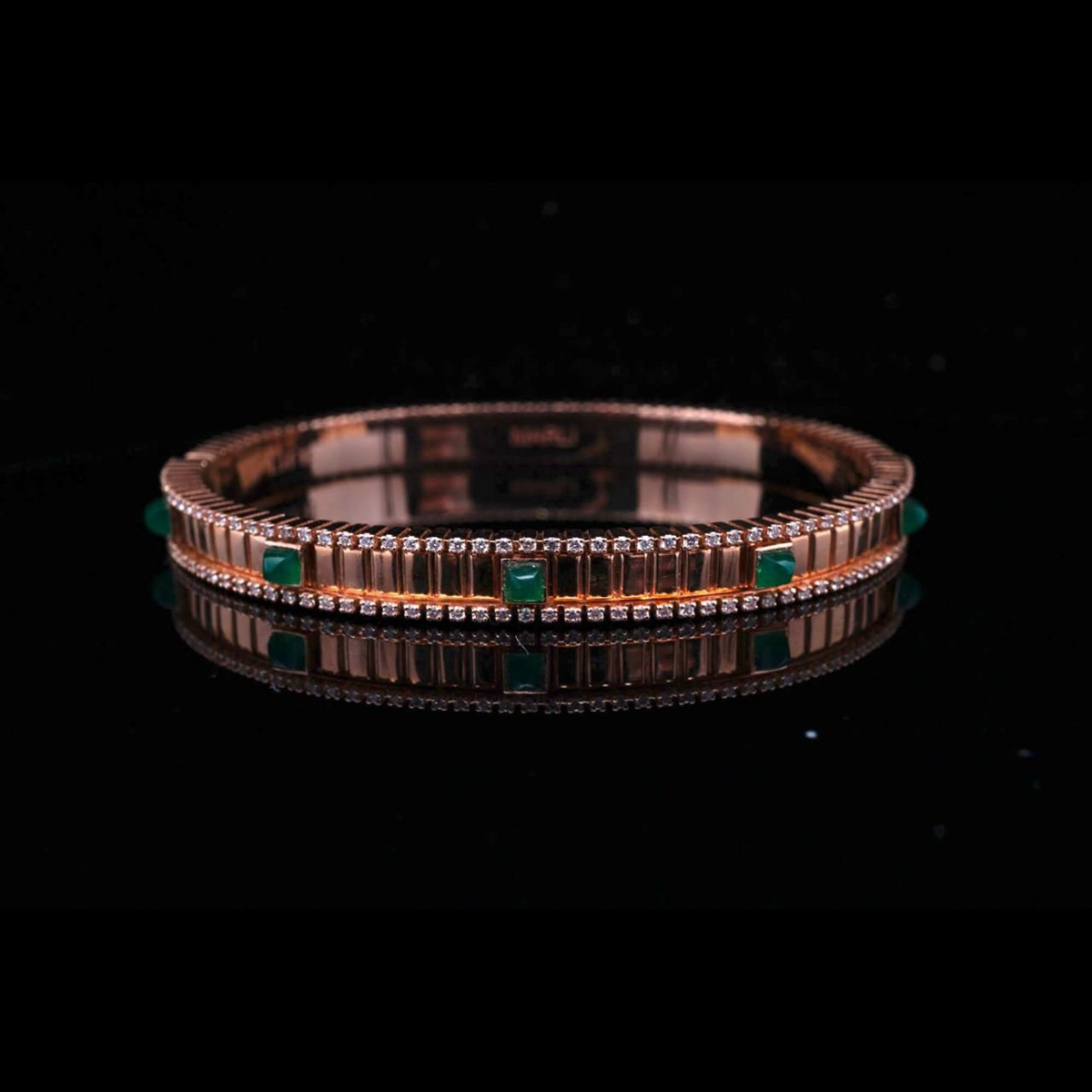 Marli Life Green Agate & Diamond Bracelet in 18kt Rose Gold