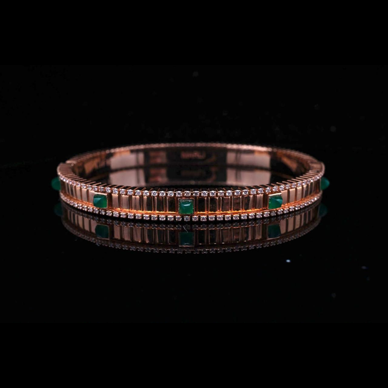 Marli Life Green Agate & Diamond Bracelet in 18kt Rose Gold